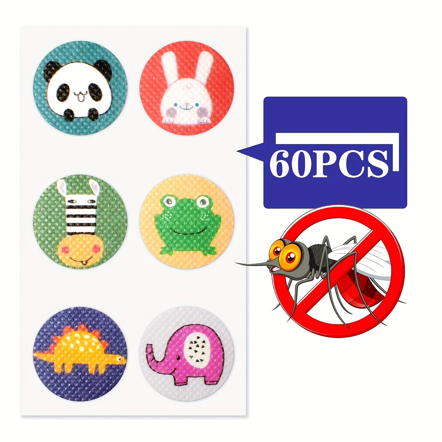 60pcs Mosquito Repellent Patch Stickers - Animal-Inspired Protection