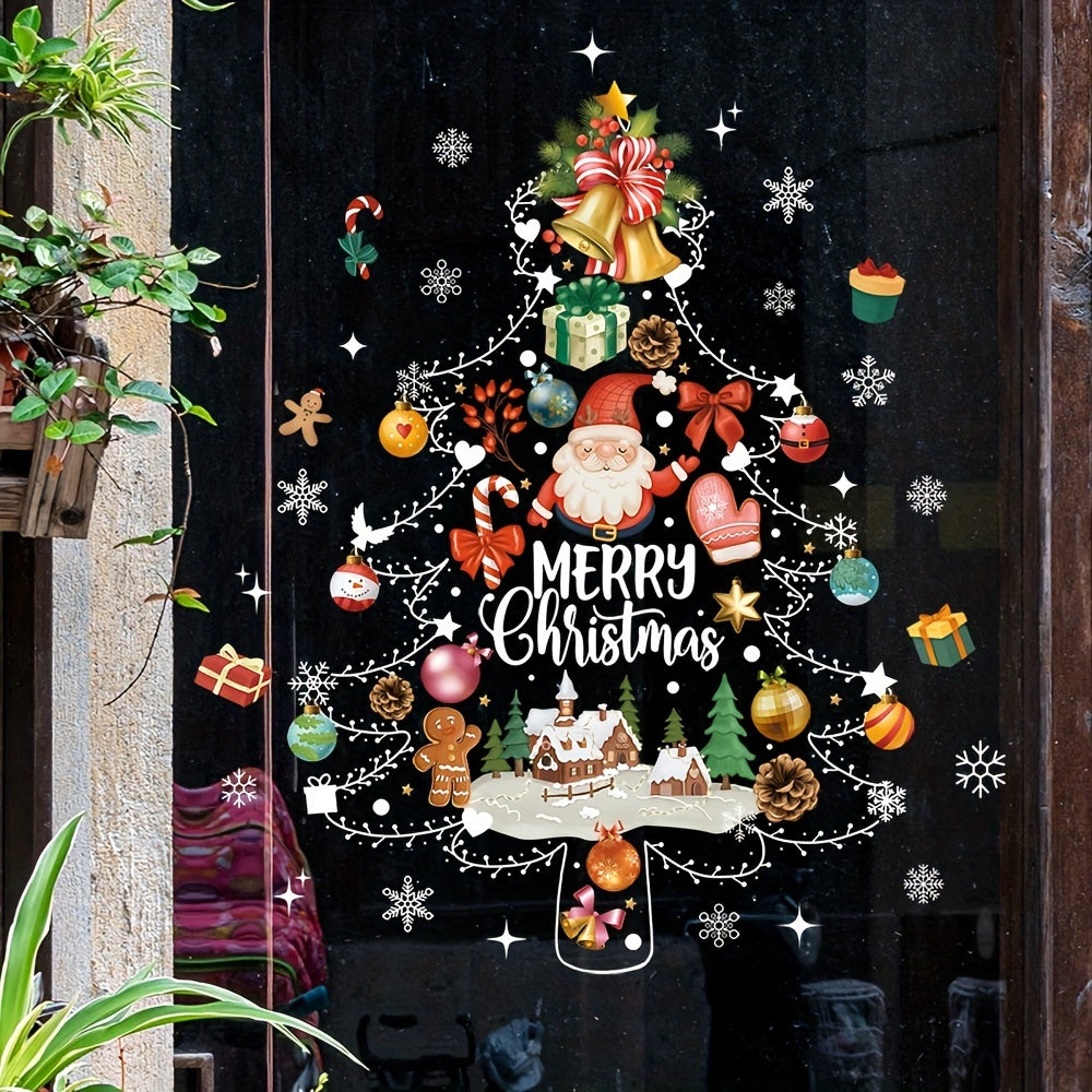 Christmas Glass Stickers - Tree Old Man Snowflake for Home Window