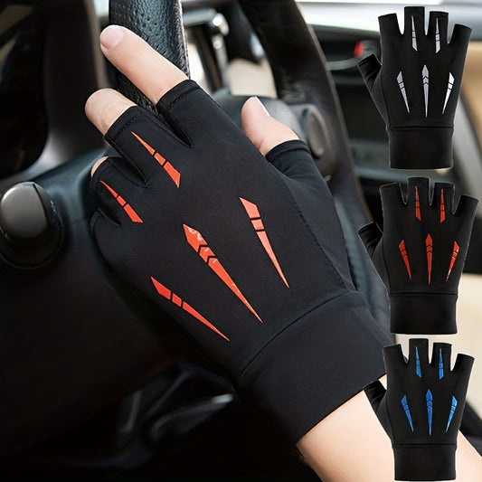 Men's Summer Sunscreen Gloves Thin Breathable Non-Slip Ice Silk
