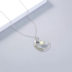 Moon Pendant Necklace Glowing Night Adjustable Neck Chain Women Party Clothing