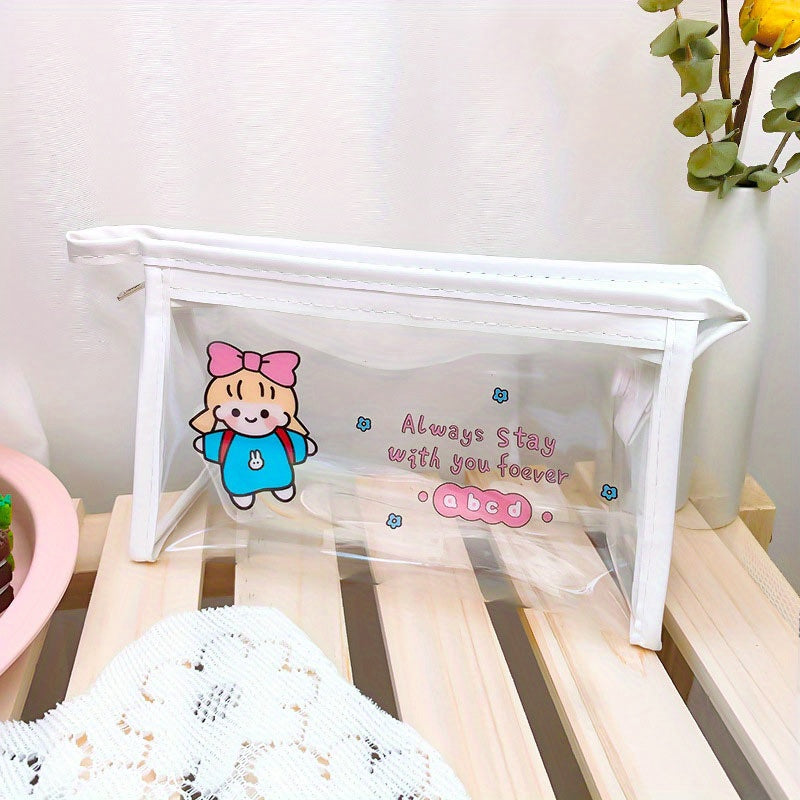 Cartoon Transparent Makeup Bag Net Red Girl Heart Travel Storage Bag