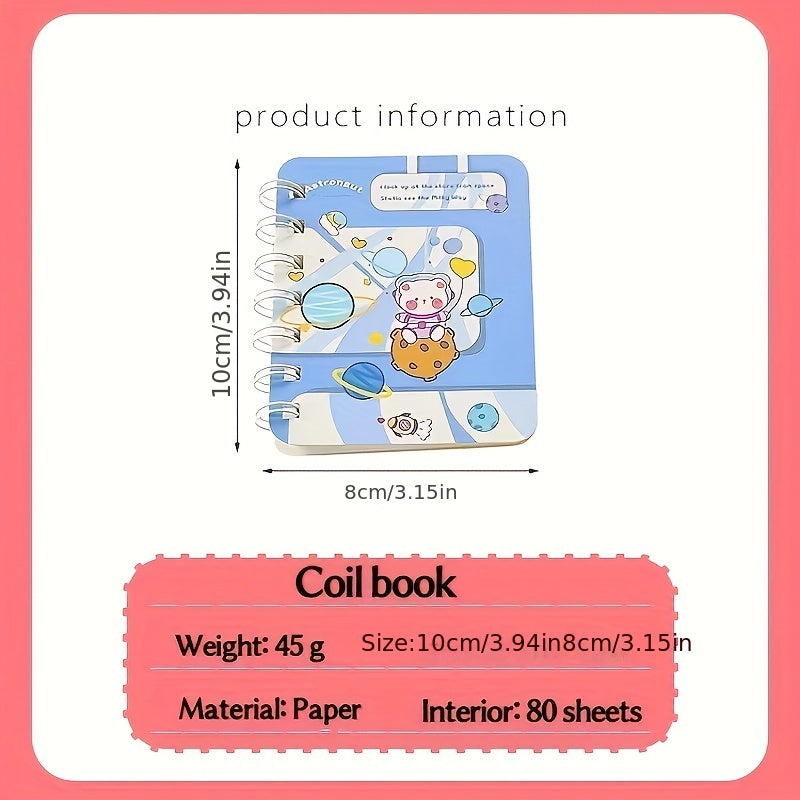 Set of 4 Cartoon Animal A7 Coil Notepad Office Notebook