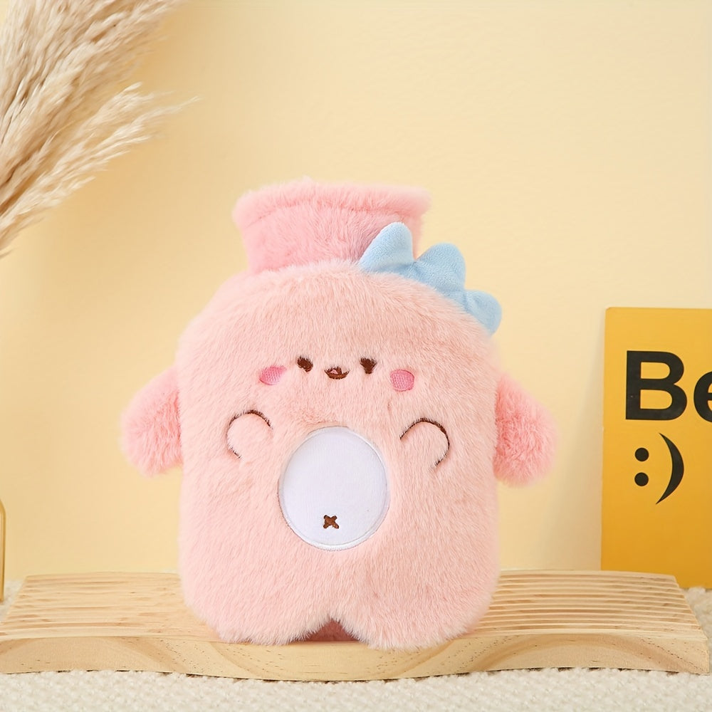 Plush Water Bag w/ Pocket & Soft Cover 17.63oz Hot Bottle for Menstrual Cramps