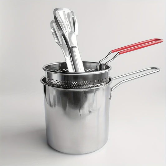 Stainless Steel 40oz Deep Fryer Pot with Handle & Basket