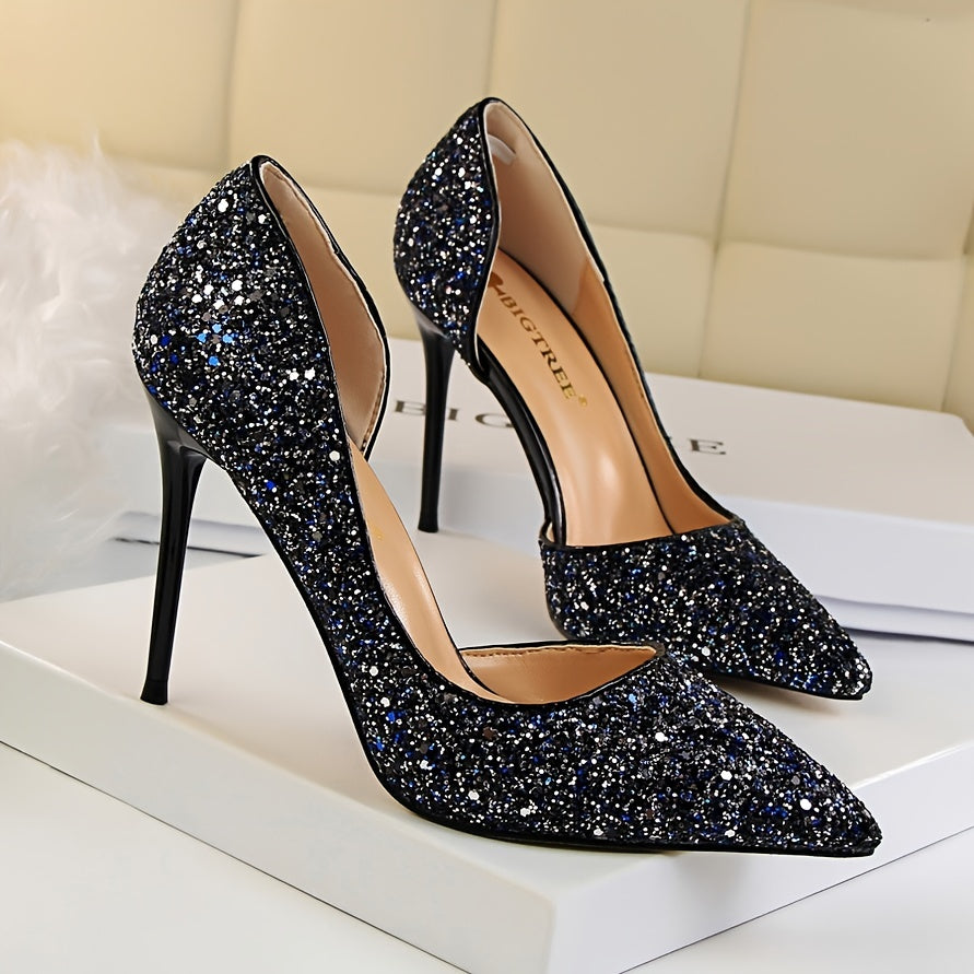 Women's Sparkly Stiletto High Heels Non Slip Shoes