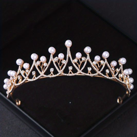 Golden Rhinestone Crown Hairband for Bridal Wedding Party Favor