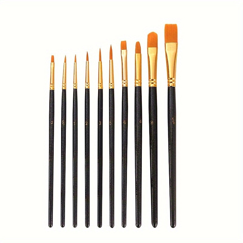 10pcs Watercolor Paint Brush Set Nylon Hair Acrylic Painting Brushes