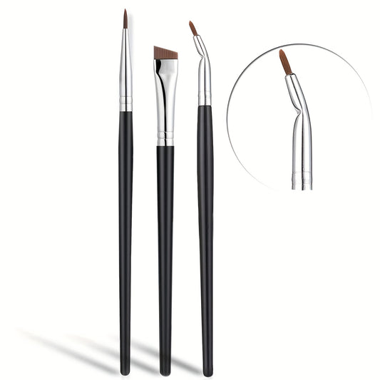 Fine Angled Eyeliner Brush Set Precision Gel Eye Makeup 3 Pieces