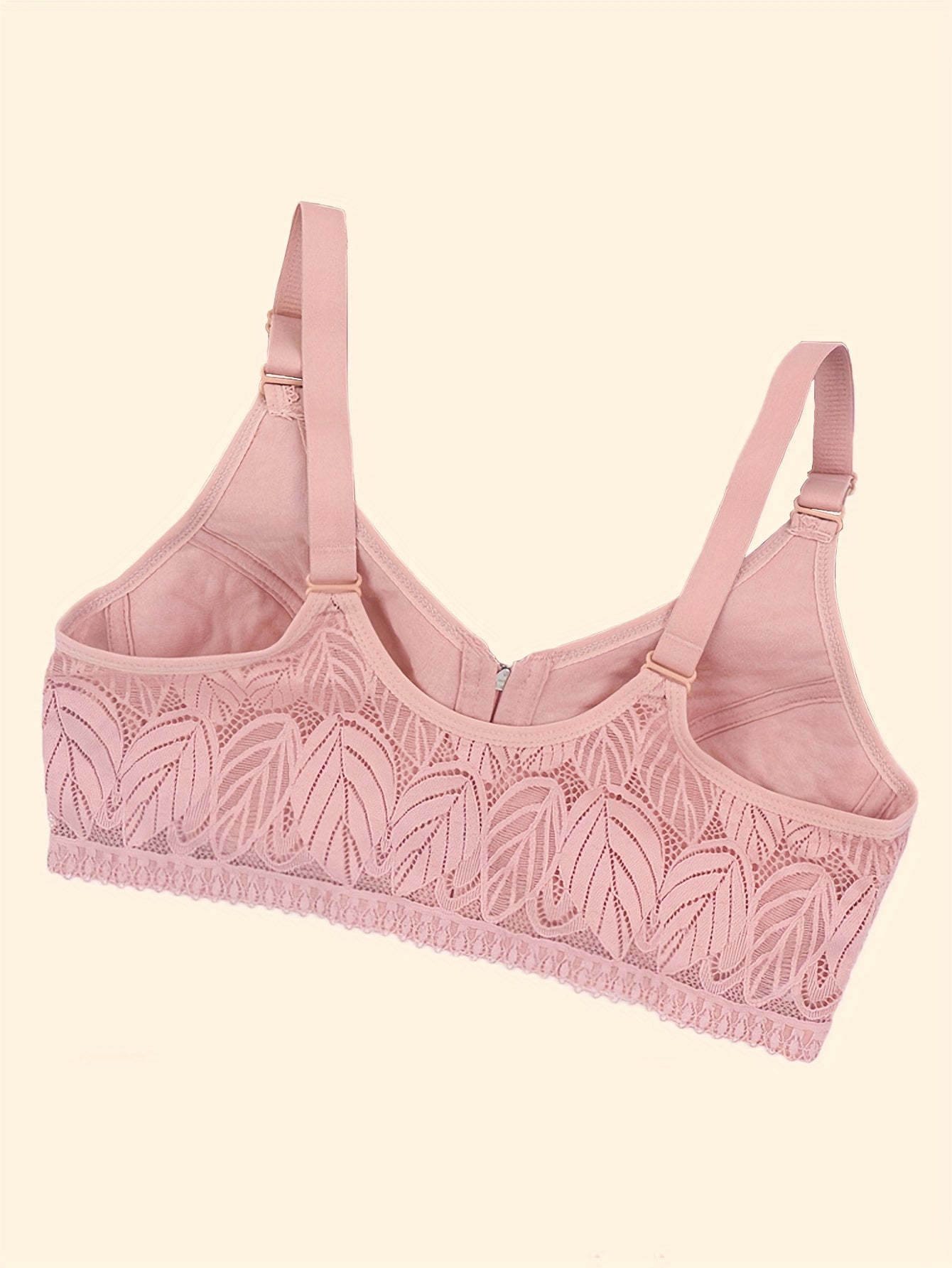 Leaf Pattern Lace Comfy Bras Front Zip Intimates Women's Lingerie