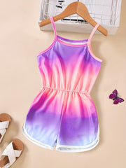 Toddler Girls Tie Dye Gradient Cami Rompers Jumpsuits