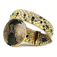Bling Bling Rhinestone Buckle Belt for Men Women
