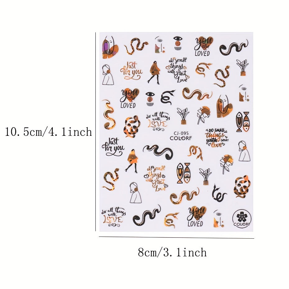 3D Graffiti Nail Art Stickers Abstract Line DIY Manicure Tips Decoration
