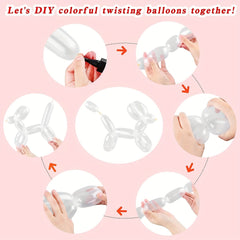 100pcs Transparent Long Balloons DIY Twisting Animal Balloons Thickened Latex
