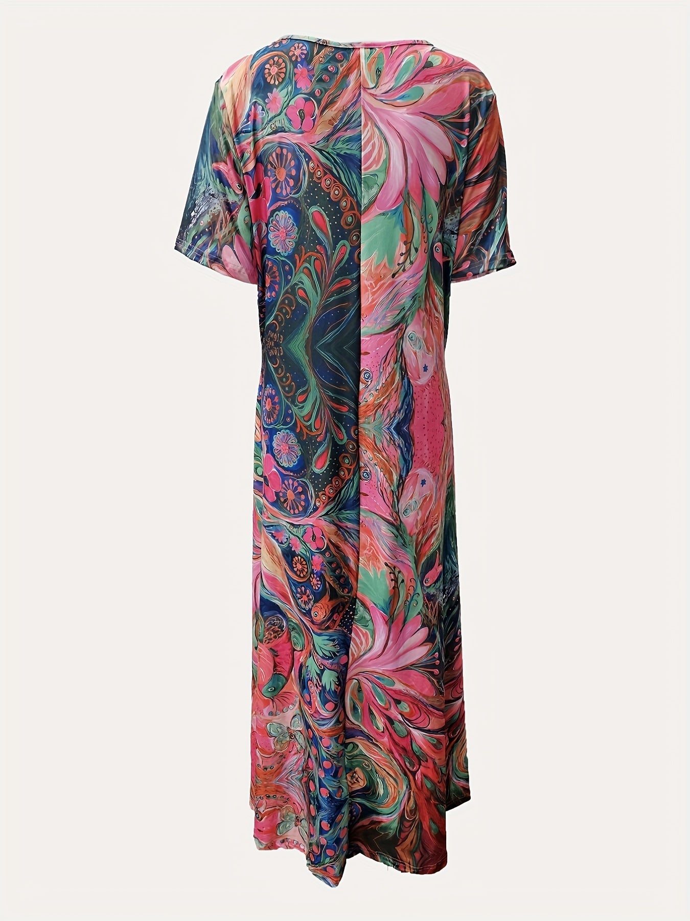  Graphic Print V-Neck Maxi Dress
