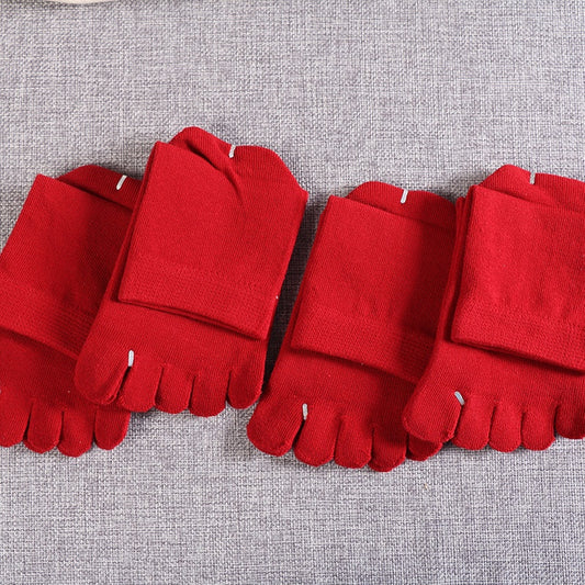 Red Five Toes Split Socks Unisex Low Cut Non Slip Crew Socks