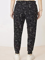  Abstract Figure Print Fitness Trousers