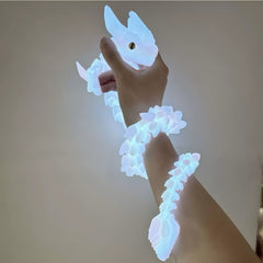 Glow in Dark Crystal Dragon Statue Jointed Body Random Eyes Plastic Decor