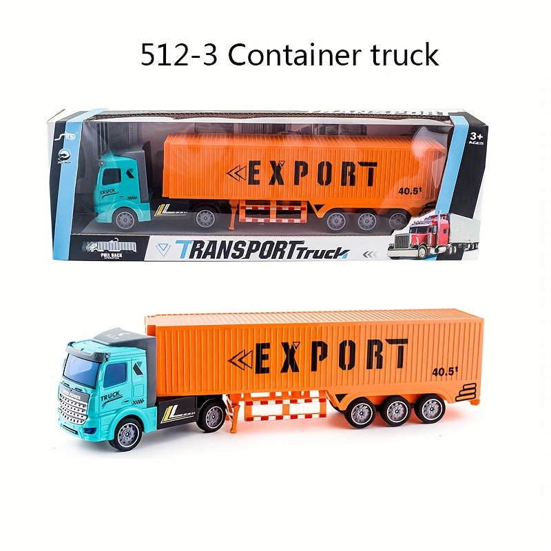 Boys' Pull Back Transport Truck Model Set - Dump, Container, Tank Truck