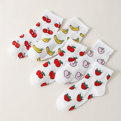 5 Pairs Fruit Print Socks for Women
