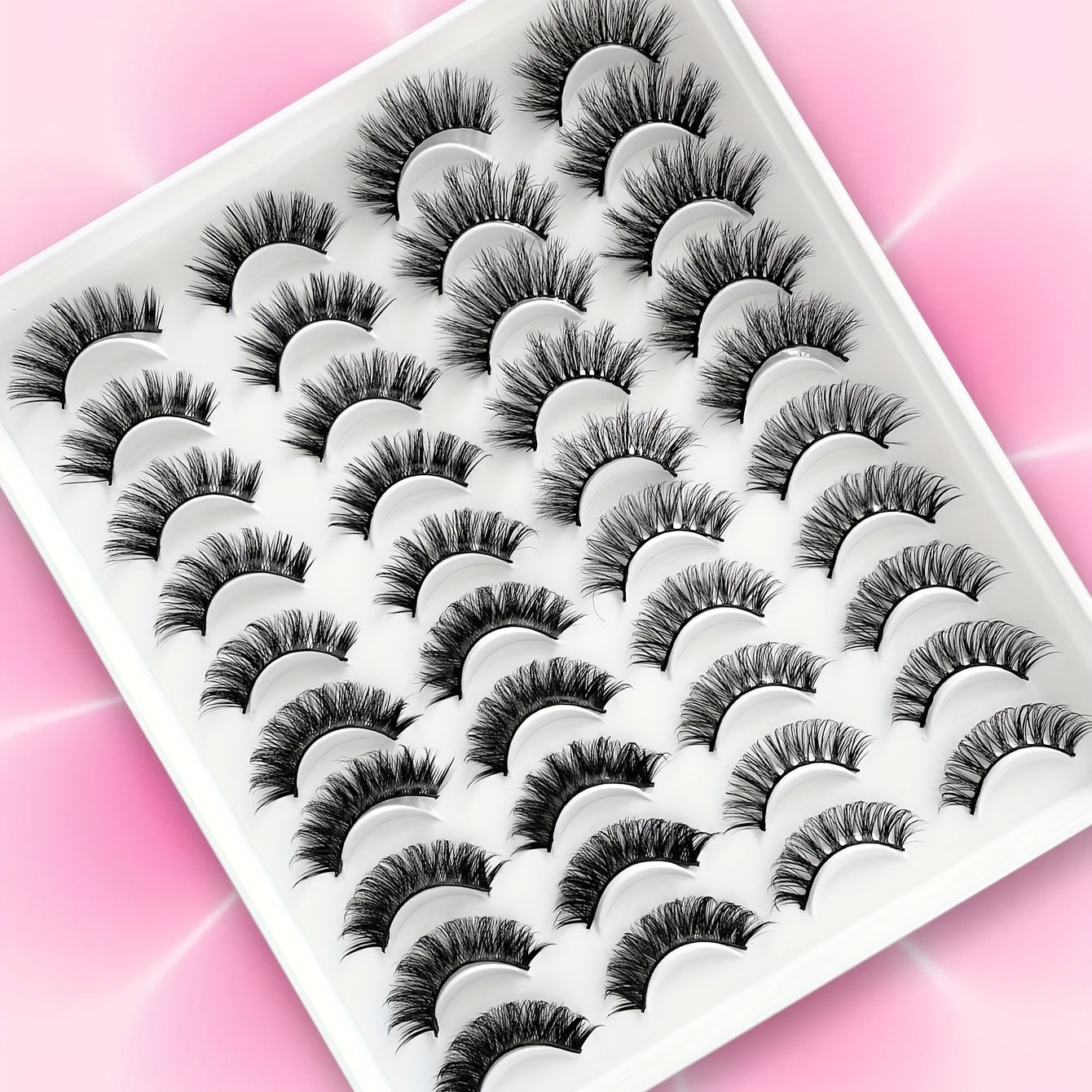 20 Pairs 3D Mixed Long/Short False Eyelashes Makeup Thick Fluffy Natural Look