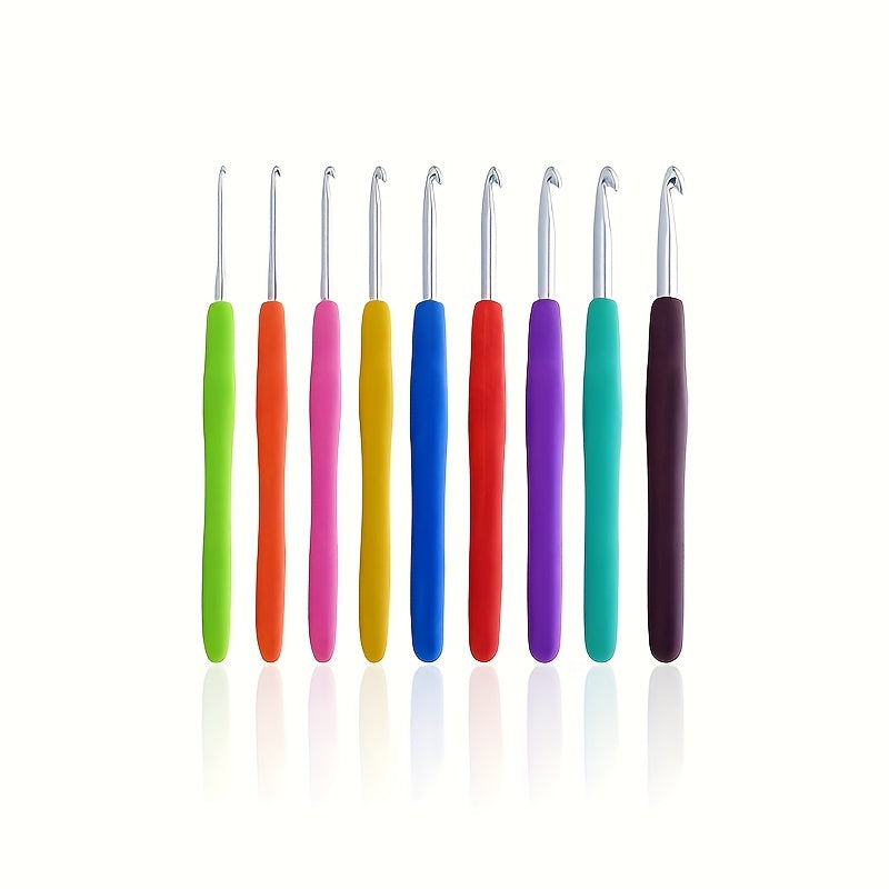 9pcs Colorful Sweater Crochet Set Soft Handle Weaving Tool for Arthritic Hands