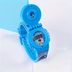 Cartoon Astronaut Kids Electronic Watch with Rotating Cover