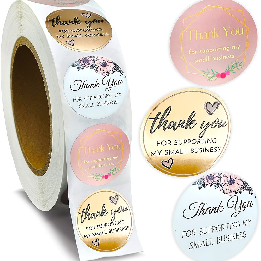 500pcs 2.54cm Thank You For Supporting My Small Business Stickers 3 Designs