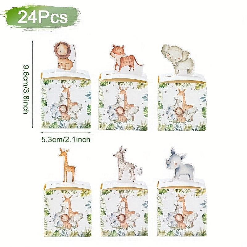 24pcs Jungle Animal Candy Box for Baby Shower Birthday Party