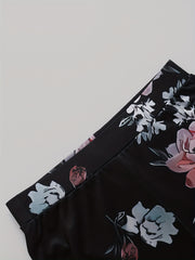  Floral Print High Rise Flared Leg Trousers