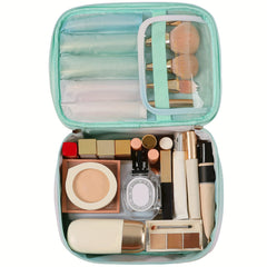 Large Capacity Gradient Makeup Bag with Brush Holder and Handle