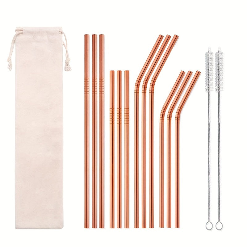 12pcs Stainless Steel Metal Straws with Cleaning Brushes for 20oz and 30oz Cups