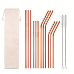 12pcs Stainless Steel Metal Straws with Cleaning Brushes for 20oz and 30oz Cups