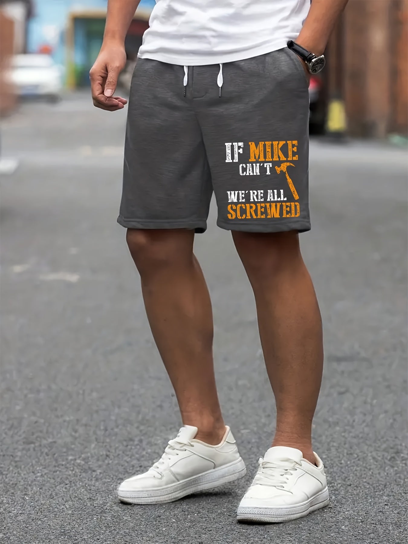 Men's Grumpy Old Man Print Drawstring Shorts