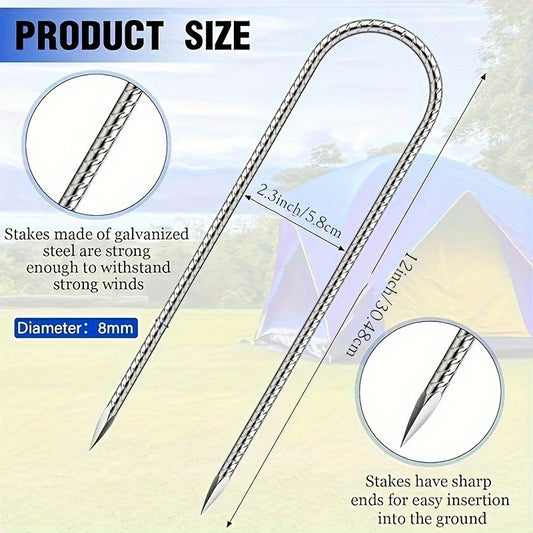 20pcs Trampoline Stakes U Shape Anchor Heavy Duty Metal Anchors