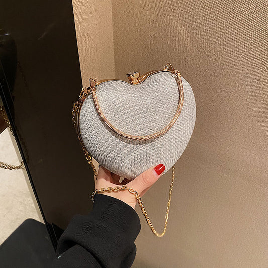 Heart Shaped Glitter Crossbody Bag for Wedding & Party