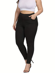  Solid High Rise Medium Stretch Skinny Pants