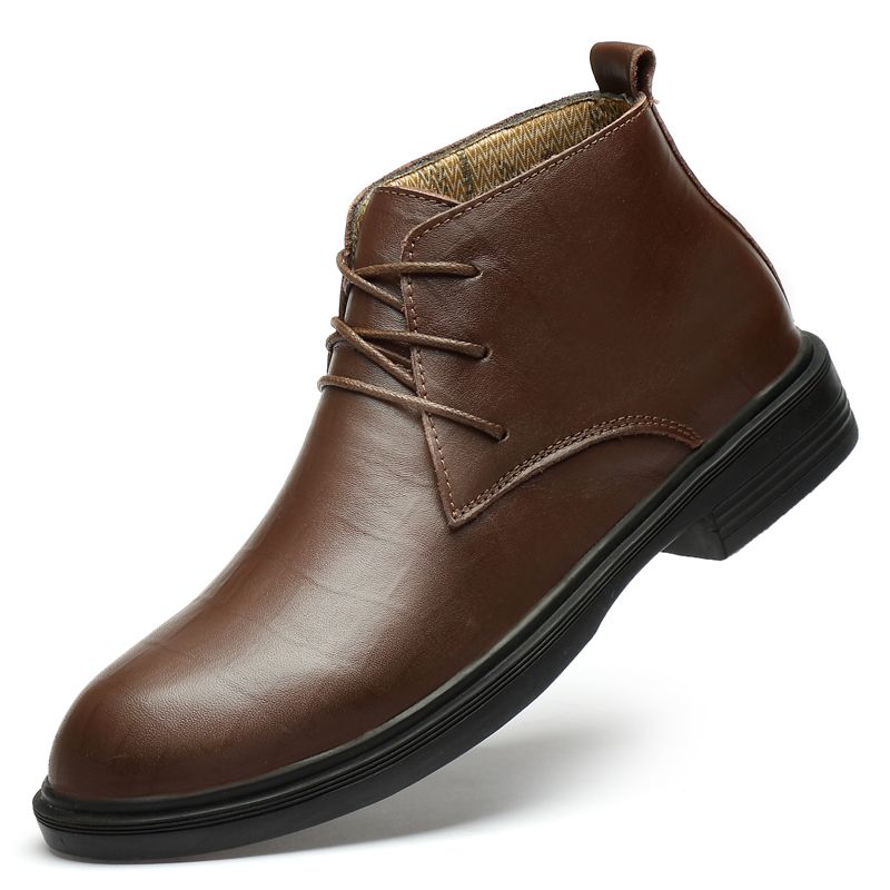 LAORENTOU Men's Leather Plush Lining Casual Boots