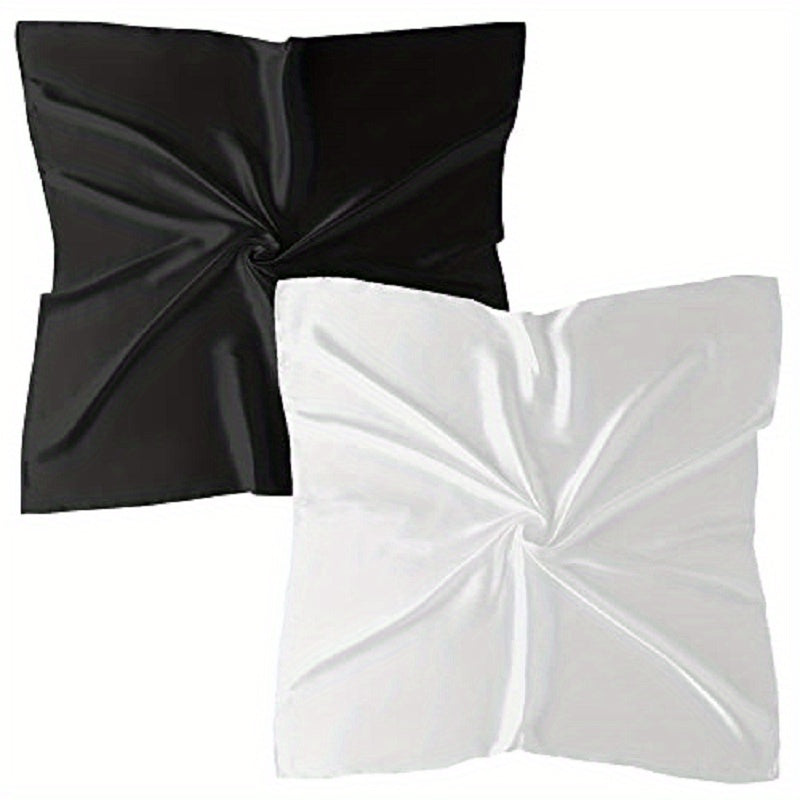 2pcs Solid Satin Bandana Silky Neck Scarf Hair Wrap Classic Square Scarf