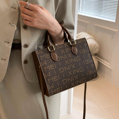 Vintage Letter Pattern Square Shoulder Bag Women's Crossbody Bag