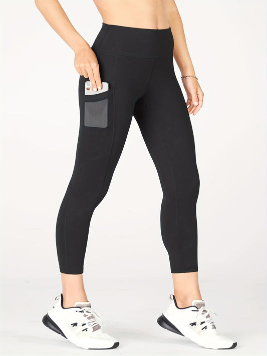  High Rise Tummy Control Running Leggings With Pockets