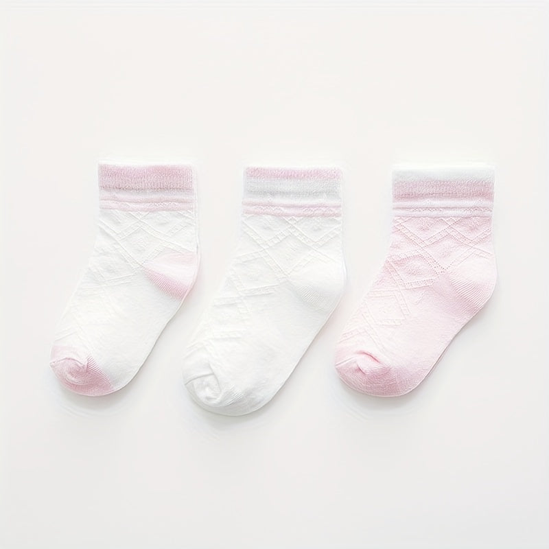 3 Pairs Kids Casual Thin Knit Cotton Socks