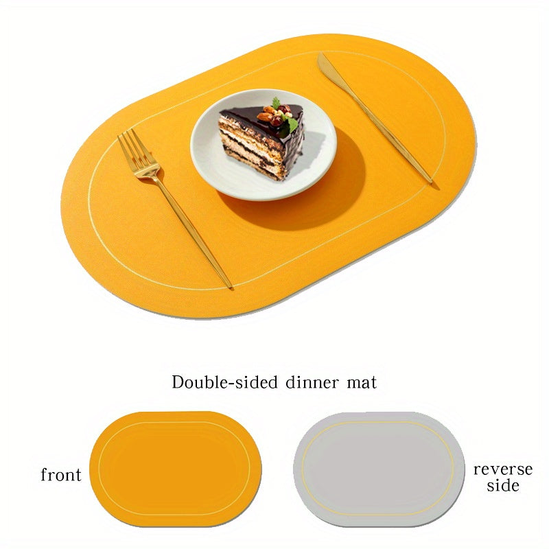 Oval Leather Placemat Pvc Waterproof Dining Table Mat