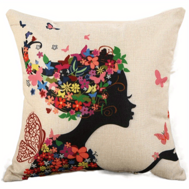 Linen Printed Cushion with Pillow Core