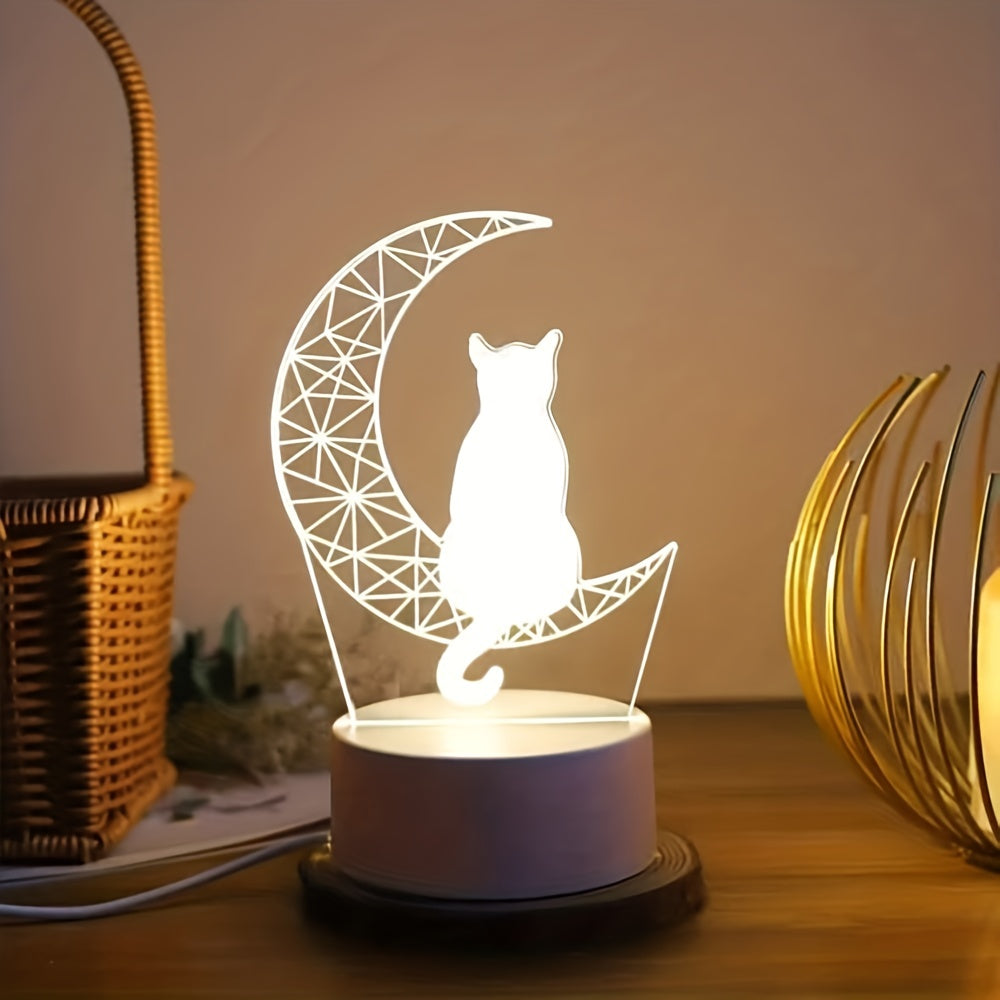 3D Moon Cat USB Table Light - Christmas Holiday Birthday Decor