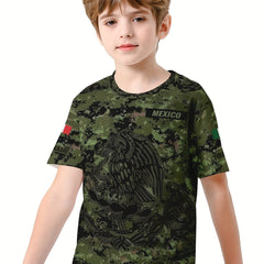 MEXICO Print Boy's Casual Tees Short Sleeve Crew Neck Comfy Versatile T shirt