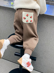 Girls Strawberry Graphic Jogger Pants Fall Winter Sports