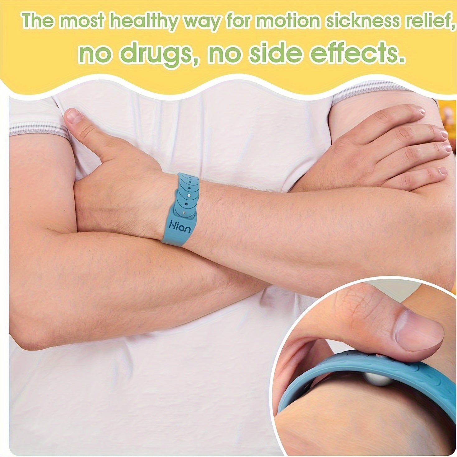 2pcs Motion Sickness Bands Adjustable Wristbands Relief Waterproof Band