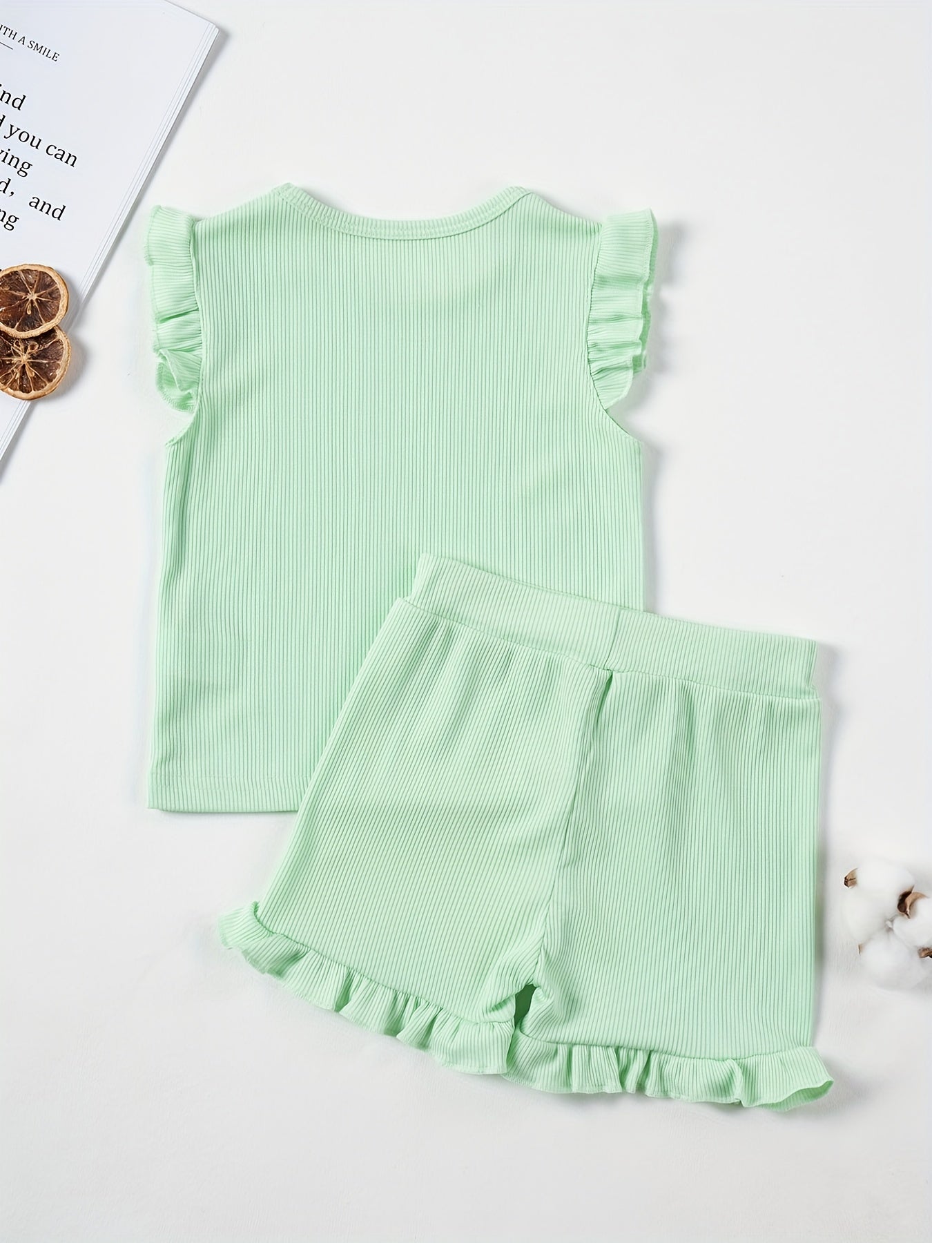 2Pcs Toddler Girls Summer Outfit Sleeveless Tops Shorts Set