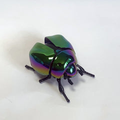 Spring Driven Beetle Toy with Articulated Wings for Home Garden Car
