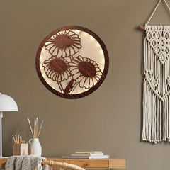 Retro Wooden Sunflower LED Lamp